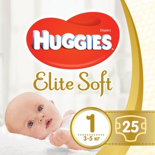 Подгузники Huggies Elite Soft 1 3-5 кг 25 шт Conv фото