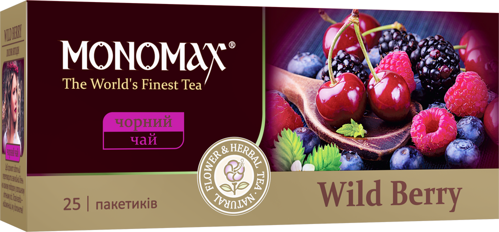 Чай черный пакетированный Мономах Wild Berry 25 х 1,5 г фото