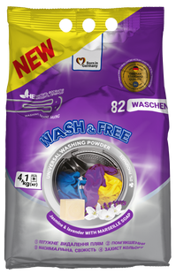Пральний порошок Wash&Free жасмін та лаванда з марсельським милом 4,1кг фото