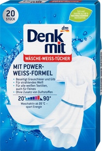 Відбілюючі серветки для прання Denkmit для білих речей, 20 шт. фото