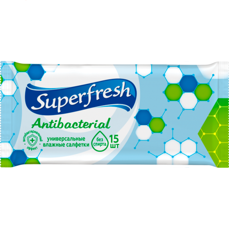 Вологі серветки Superfresh Antibacterial 15 шт фото