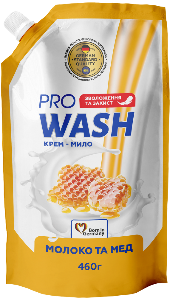 Рідке мило Pro Wash Молоко та мед дой-пак 460 г фото