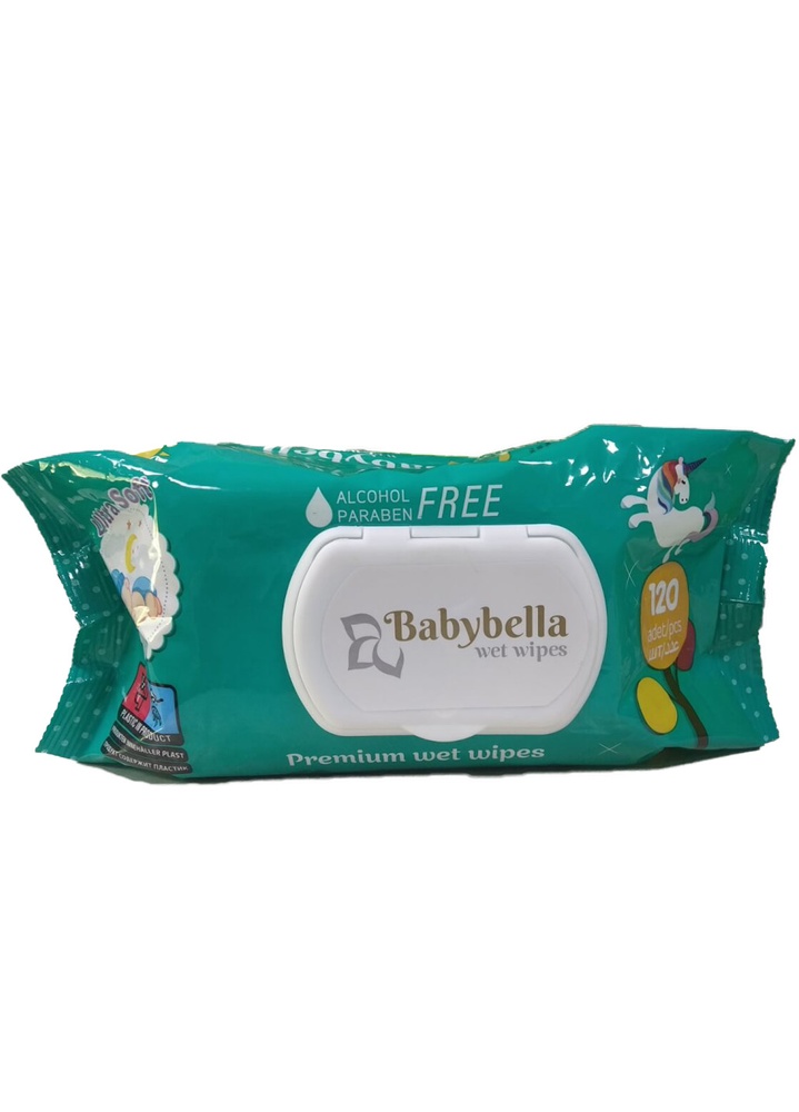 Влажные детские салфетки Babylbella "Ultra Soft" с клапаном, без алкоголя, 120 шт. фото