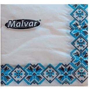 Салфетки Malvar вышиванка синяя 30*30 см 2-ох шаровые 40 шт фото