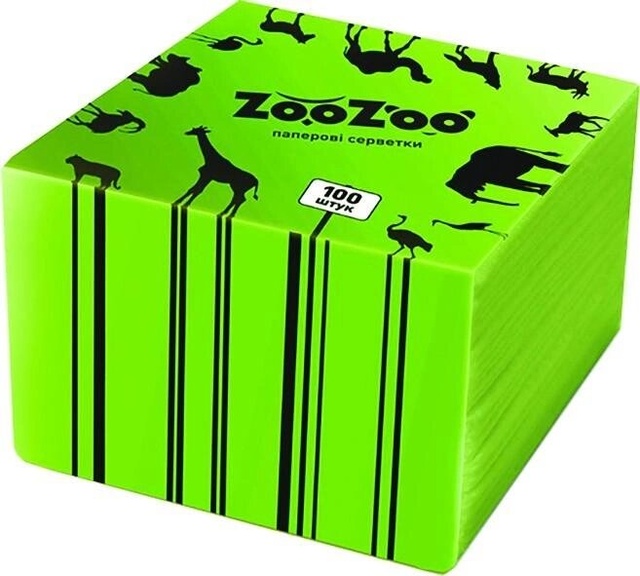 Серветки столові ZooZoo зелені 24 * 23 одношарові 100 шт фото