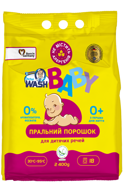 Пральний порошок дитячого одягу Doctor Wash Baby 2,4кг фото