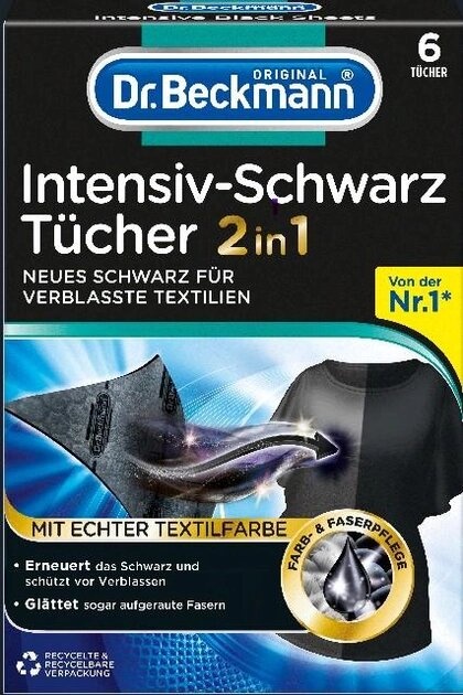 Салфетки Dr. Beckmann 2в1 для обновления черного цвета и ткани 6 шт фото