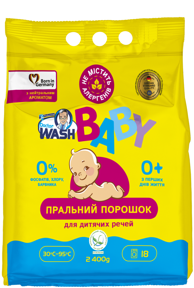 Пральний порошок дитячого одягу Doctor Wash Baby 2,4кг фото