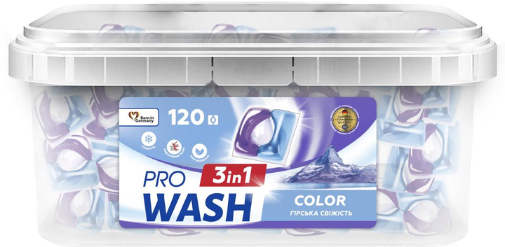 Капсулы для стирки Pro Wash капсулы Горная свежесть 120 шт фото