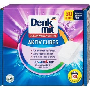 Таблетки для прання кольрових речей Denkmit Aktiv Cubes, 30 шт. фото