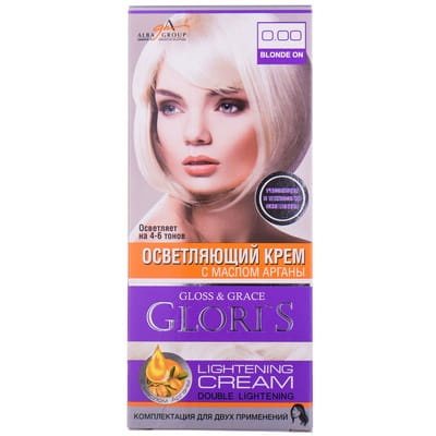 Крем освітлювальний для волосся GLORIS колір 0.00 на 2 застосування: освітлювальний крем 25 мл + окислювач 25 мл + шампунь 15 мл + маска 15 мл фото
