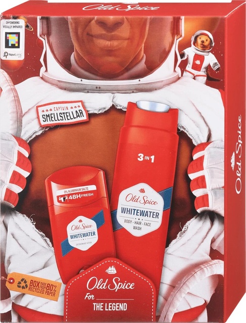 Чоловічий подарунковий набір Old Spice Astronaut Whitewater: Гель для душу 3-в-1 250 мл Твердий дезодорант 50 мл фото