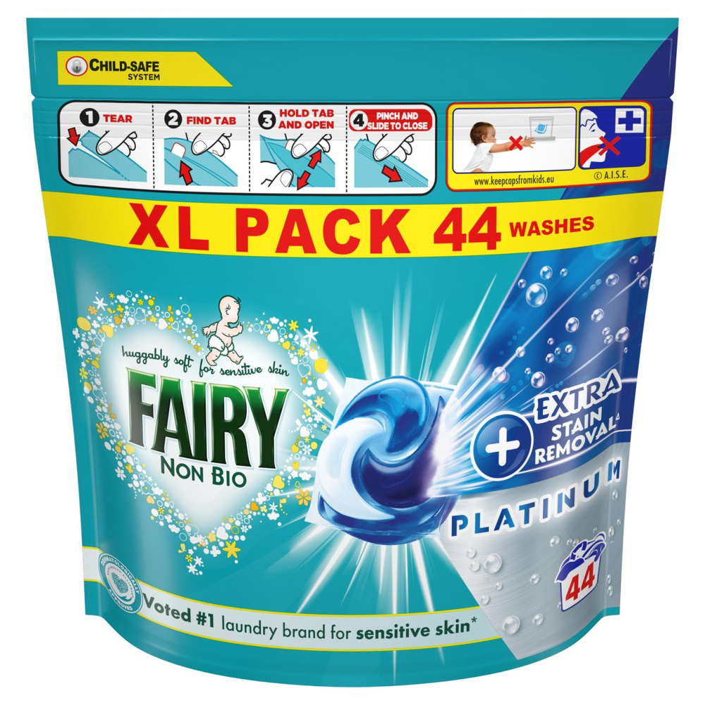 Капсулы для стирки детского белья Fairy Platinum Non-Bio Extra 44шт фото