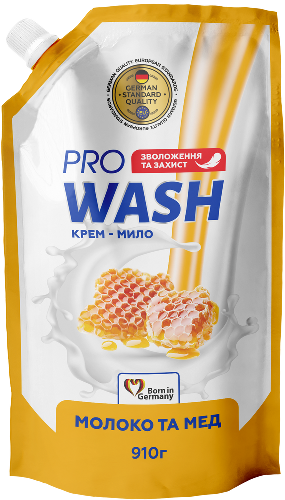 Рідке мило Pro Wash Молоко та мед дой-пак 910 г фото