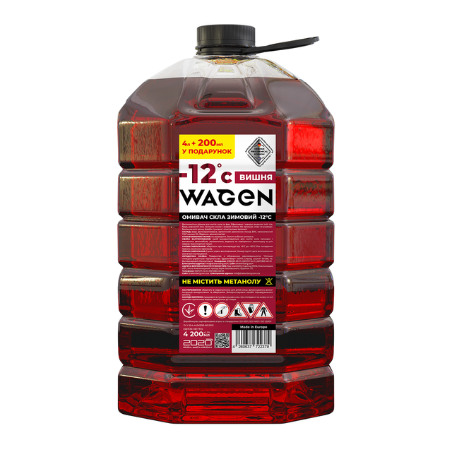 Омивач скла зимовий -12 °c WAGEN з ароматом вишні, 4.2 л фото