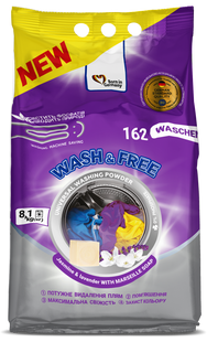 Пральний порошок Wash&Free жасмін та лаванда з марсельським милом 8,1кг фото