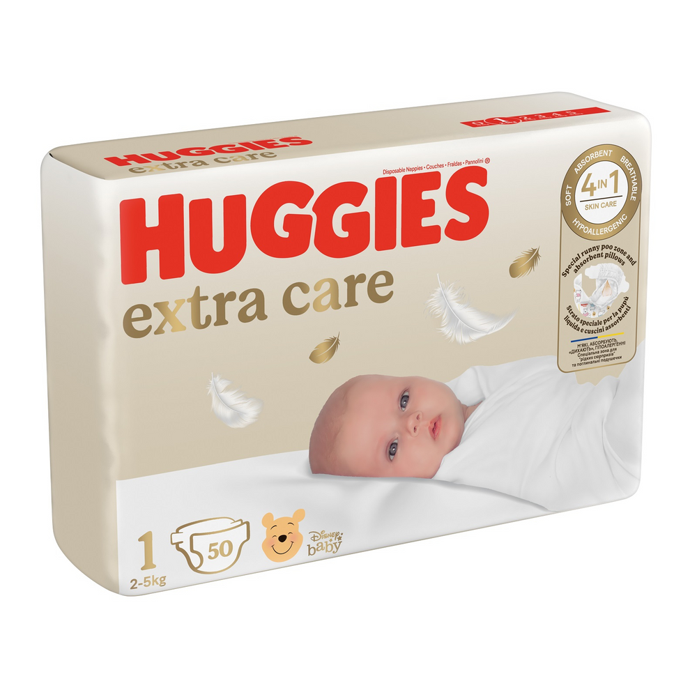 Подгузники Huggies Extra Care Размер 1 (2-5 кг) 50 шт фото