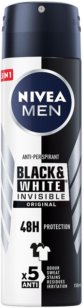 Антиперспірант NIVEA MEN Чорне та біле Невидимий Original 150 мл фото