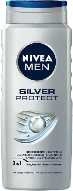 Гель для душу Nivea Men Shower Gel Silver Protect 3в1 500 мл фото