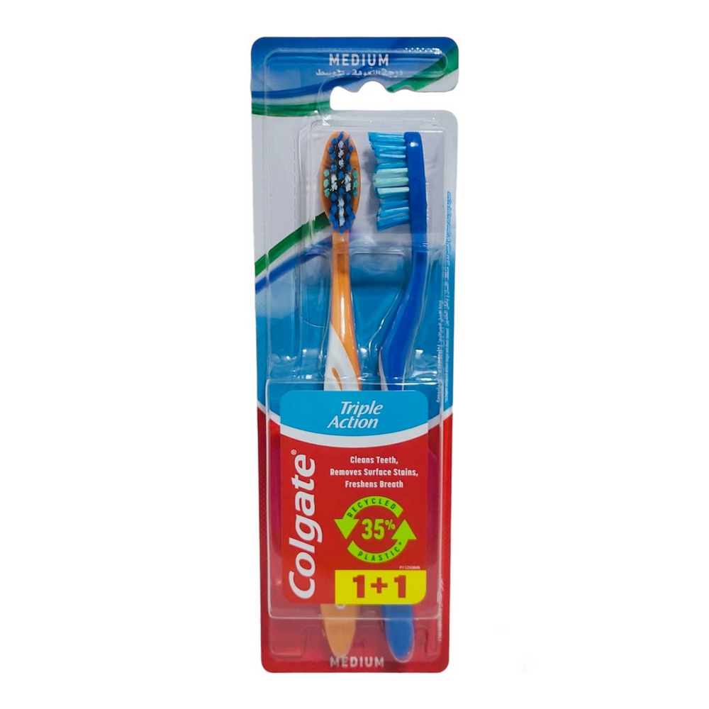 Зубна щітка Colgate Triple Action середньої жорсткості 2 шт фото