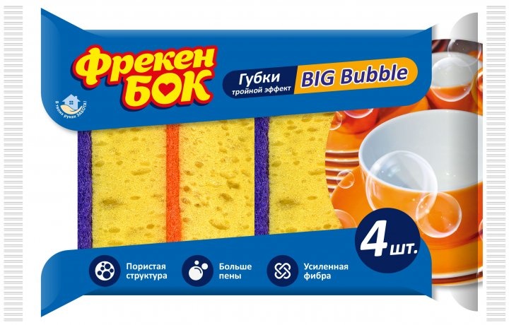 Упаковка губок кухонных Фрекен БОК Big Bubble увеличенного размера 16 шт фото