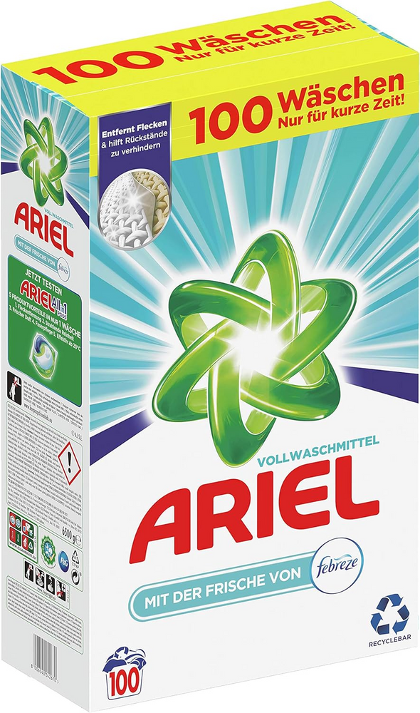 Стиральный порошок Ariel Vollwaschmittel Febreze 6,5 кг фото
