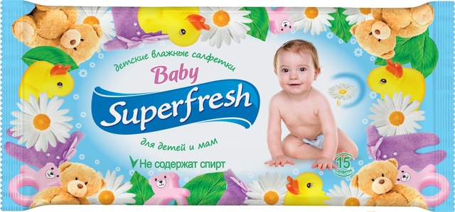Дитячі вологі серветки Superfresh Baby Ромашка 15 шт фото