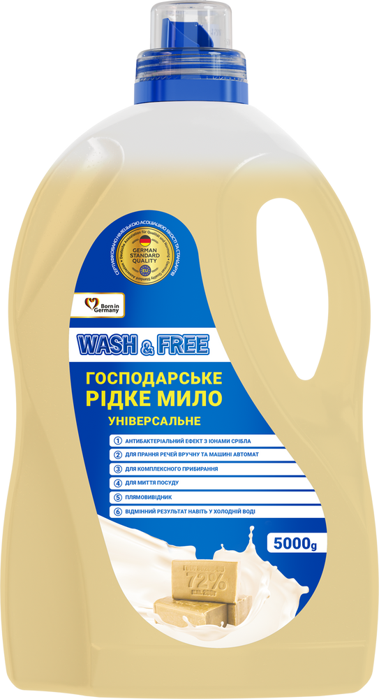 Рідке мило господарське Wash&Free Універсал 5кг фото