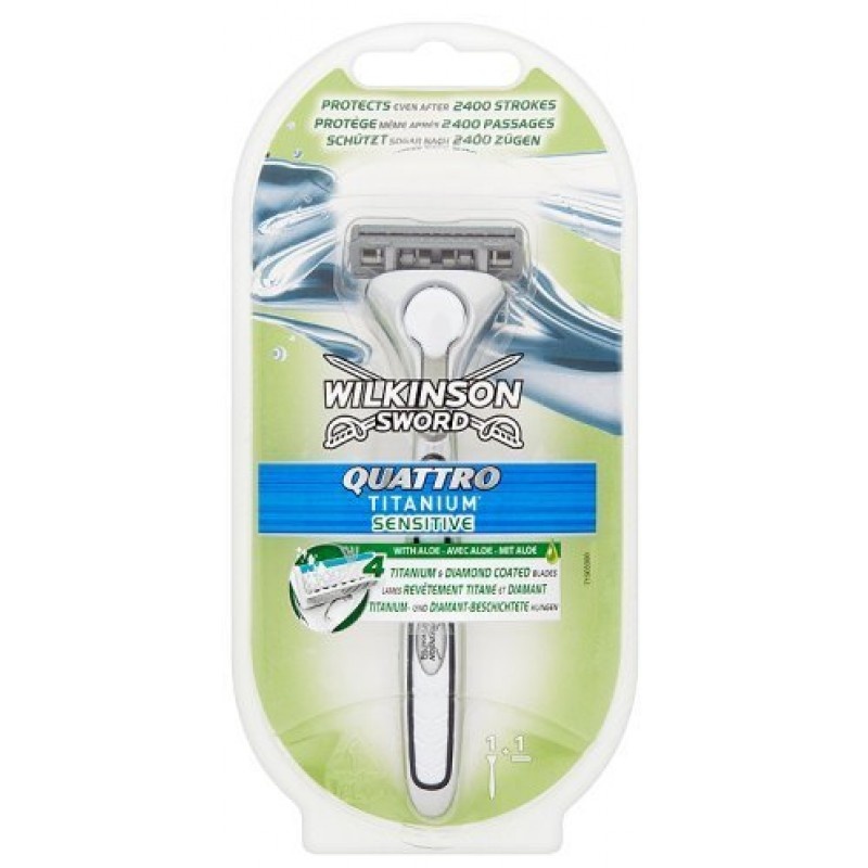 Станок для гоління Wilkinson Sword Quattro Titanium Sensitive 1 катридж фото