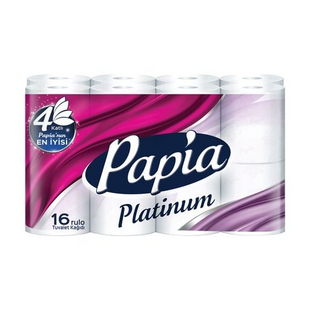 Туалетний папір Papia білий, 4-шаровий, 140 відривів, 16 рулонів фото