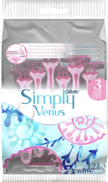 Одноразовые станки для бритья (Бритвы) женские Simply Venus 3 12 шт фото