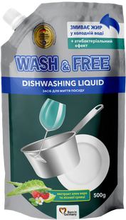 Засіб для миття посуду Wash&Free алоє вера та лісова суниця (DOYPACK) 500г фото