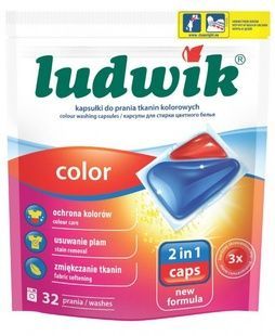 Гелевые капсулы Ludwik Color для стирки цветных вещей 2 в 1 32 шт фото