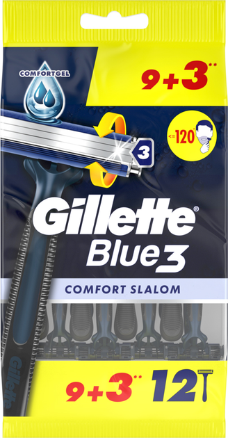 Одноразові станки для гоління (Бритви) чоловічі Gillette Blue 3 Comfort Slalom 12 шт фото