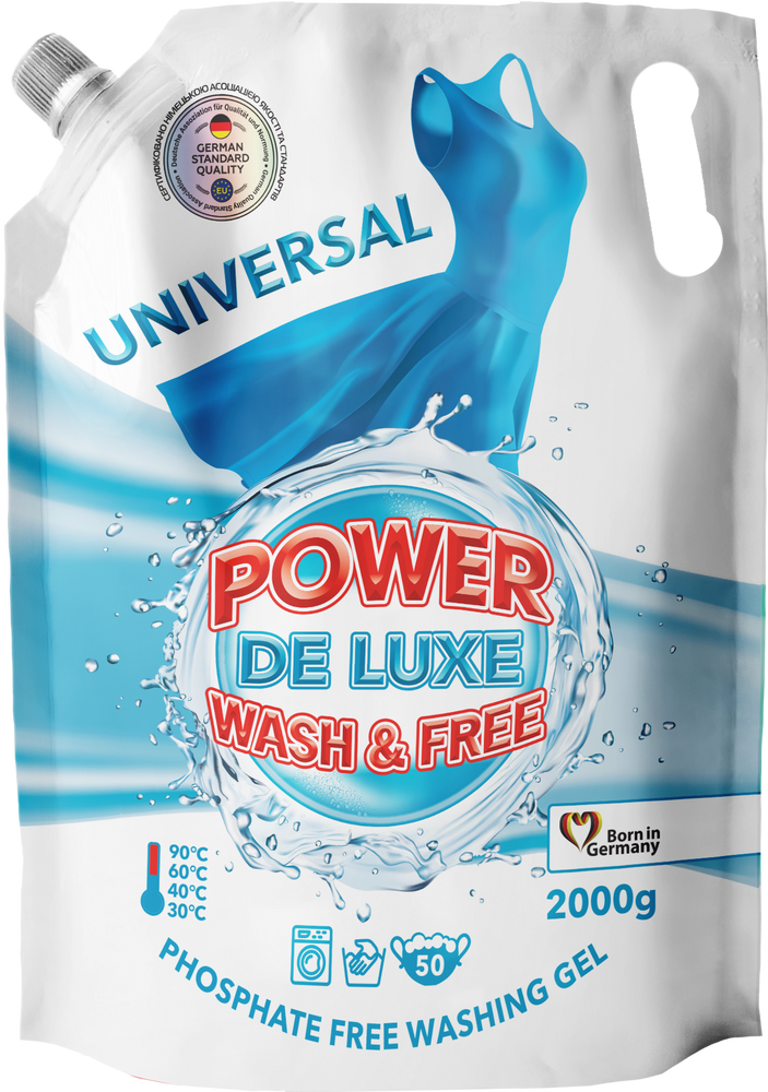 Гель для прання Power Wash Universal De Luxe універсальний 2 л фото