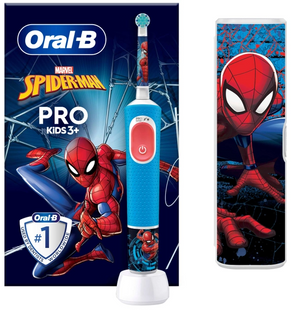 Дитяча електрична зубна щітка Oral-b Braun Pro D103 Kids Spiderman + Футляр фото
