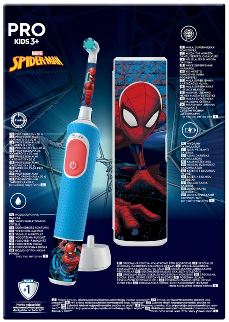 Детская электрическая зубная щетка Oral-b Braun Pro D103 Kids Spiderman + Футляр фото