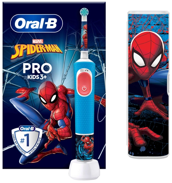 Детская электрическая зубная щетка Oral-b Braun Pro D103 Kids Spiderman + Футляр фото