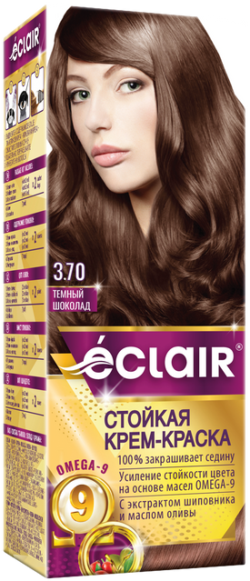 Крем-фарба для волосся  ECLAIR Omega-9 №3,7 Темний  шоколад фото