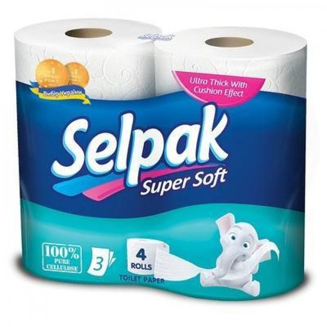 Тришарова туалетний папір Selpak 4 рулони фото