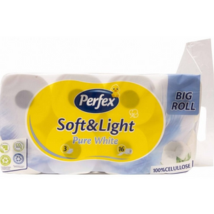 Туалетная бумага Perfex Soft & Light Pure White 3 слоя 16 рулонов фото