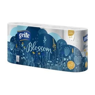Туалетний папір Grite Blossom 150 відривів 3 шари 8 рулонів фото