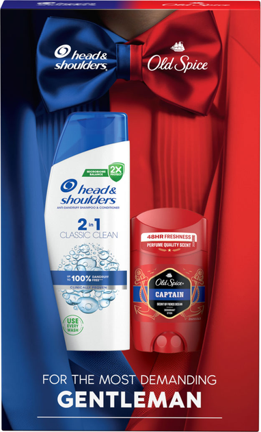 Подарунковий набiр Шампунь проти лупи Head&Shoulders 2-в-1 Основний догляд 330 мл + Твердий дезодорант Old Spice Captain 50 мл фото