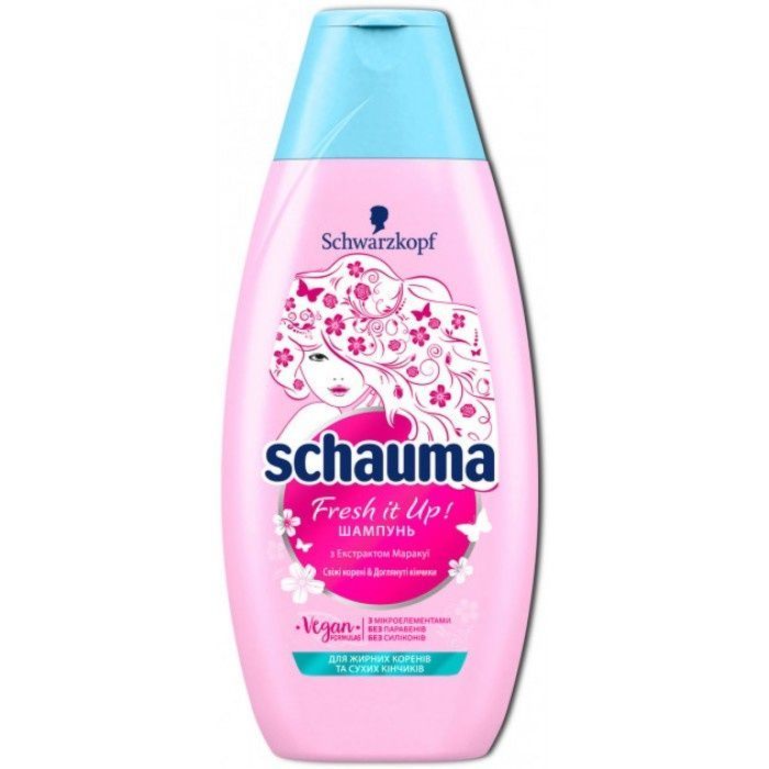 Шампунь Schauma Fresh it Up! для волосся жирних біля коріння і сухих на кінчиках, 400 мл фото