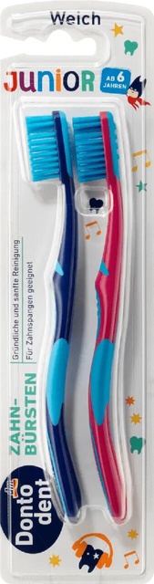 Зубна щітка Dontodent Junior дитяча 6+ 2 шт. фото