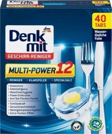 Таблетки для посудомоечной машины Denkmit Multi-Power 12 in1 40шт фото