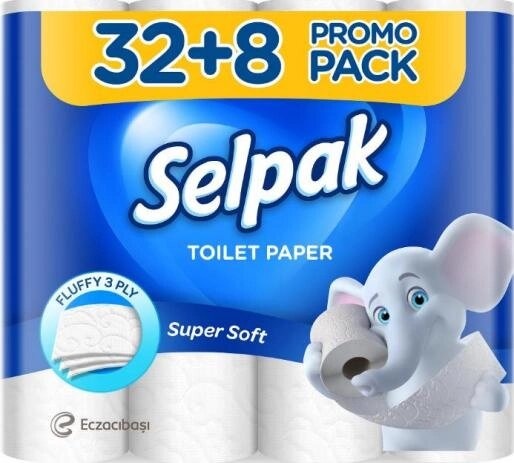 Туалетний папір Selpak Білий 3-шари 32+8 шт фото