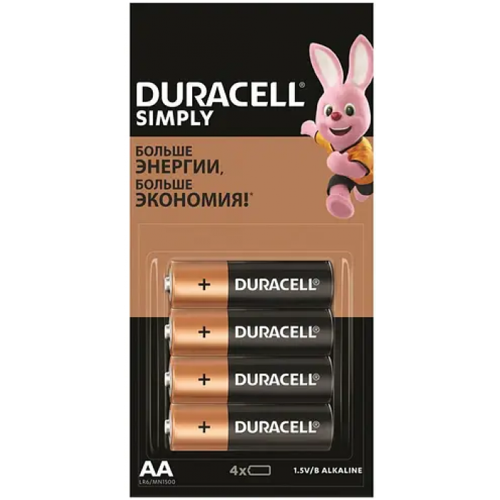 Батарейки Duracell AA (LR06) MN1500 4 шт в пачке фото