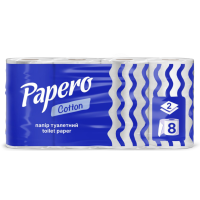 Туалетний папір Papero 2-ох шаровий Cotton 150 відривів 115*95  8рулон фото