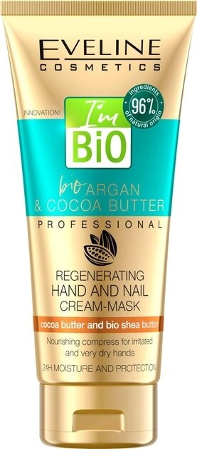 Відновлювальна крем-маска для рук і нігтів Eveline Cosmetics Bio Aragan & Cocoa Butter Regenerating Hand Cream Mask 100 мл фото